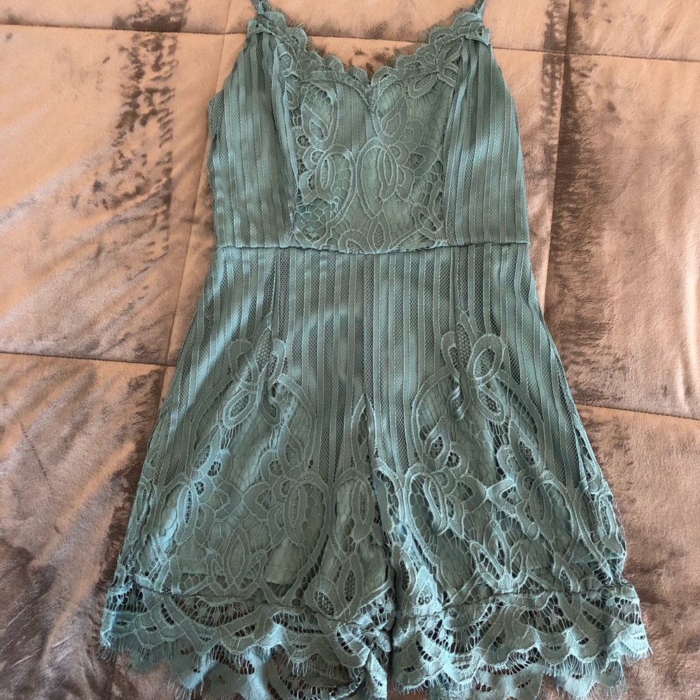 Teal lace romper never worn